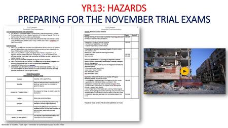 YR13: HAZARDS PREPARING FOR THE NOVEMBER TRIAL EXAMS