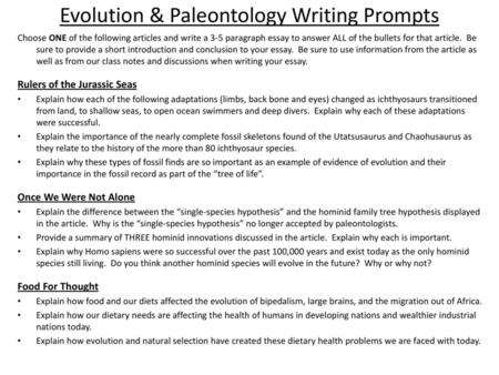 Evolution & Paleontology Writing Prompts