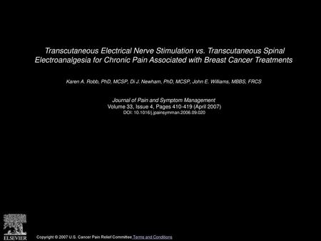 Transcutaneous Electrical Nerve Stimulation vs