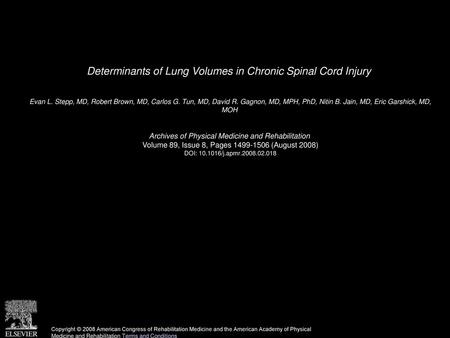 Determinants of Lung Volumes in Chronic Spinal Cord Injury