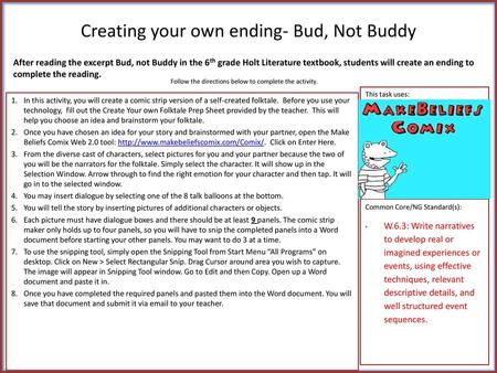 Creating your own ending- Bud, Not Buddy