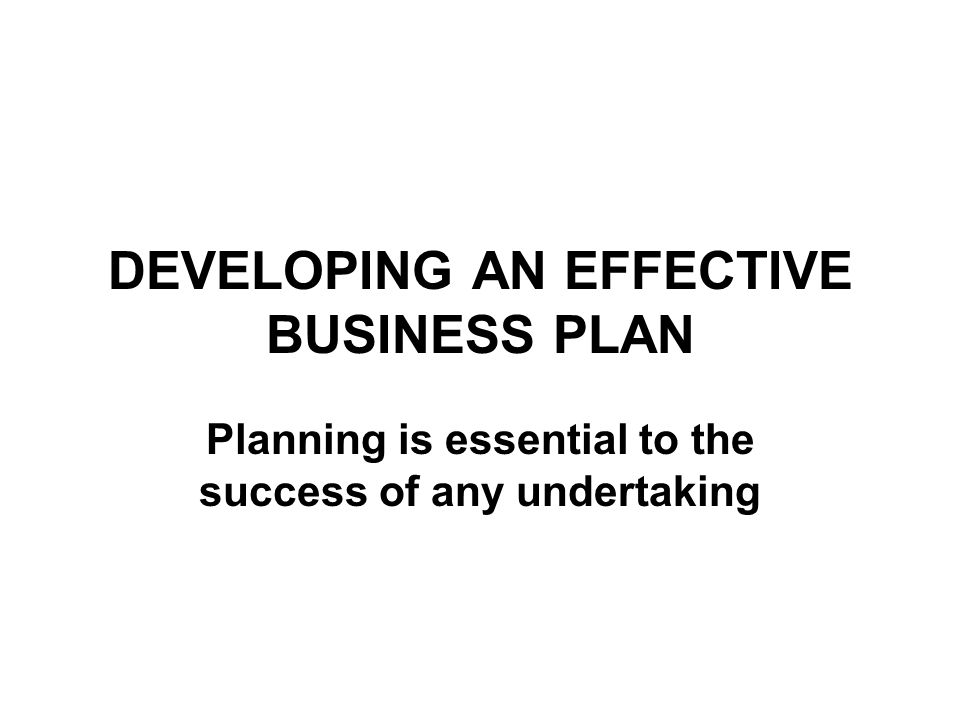 developing an effective business plan ppt