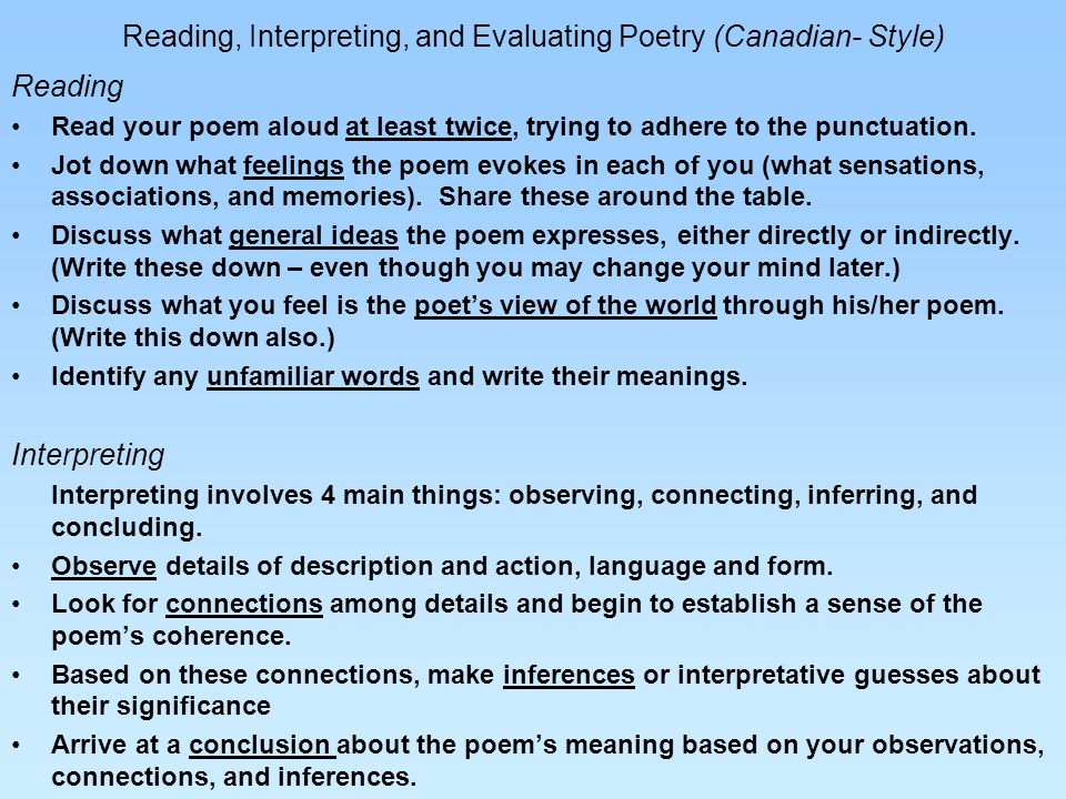 evaluating poetry