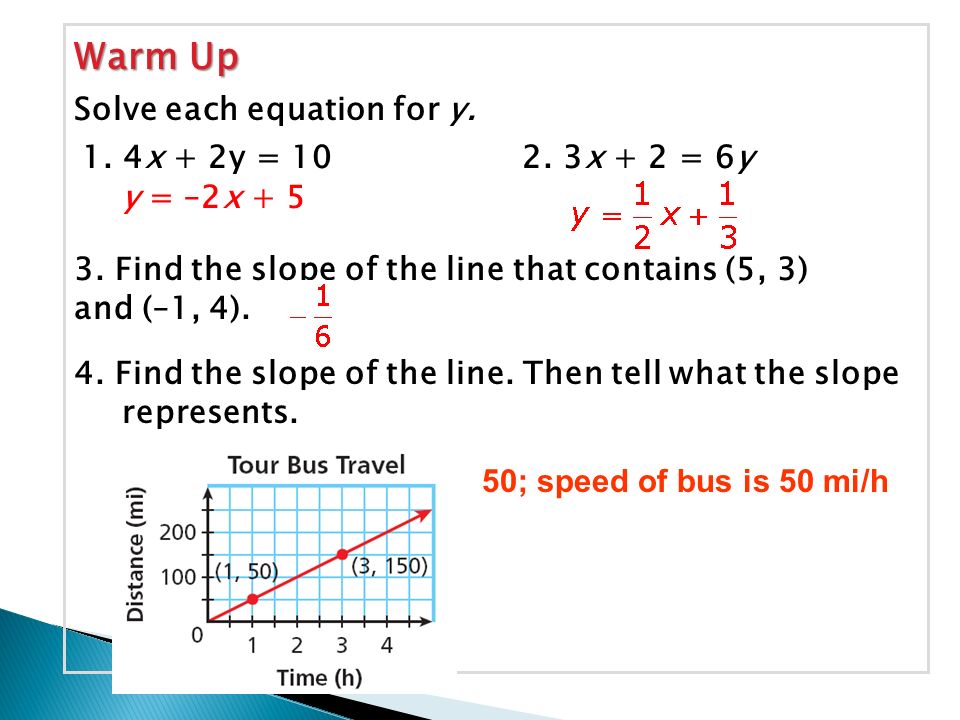 Warm Up 1 4x 2y X 2 6y Solve Each Equation For Y Y 2x Find The Slope Of The Line That Contains 5 3 And 1 4 4 Find The Ppt Download