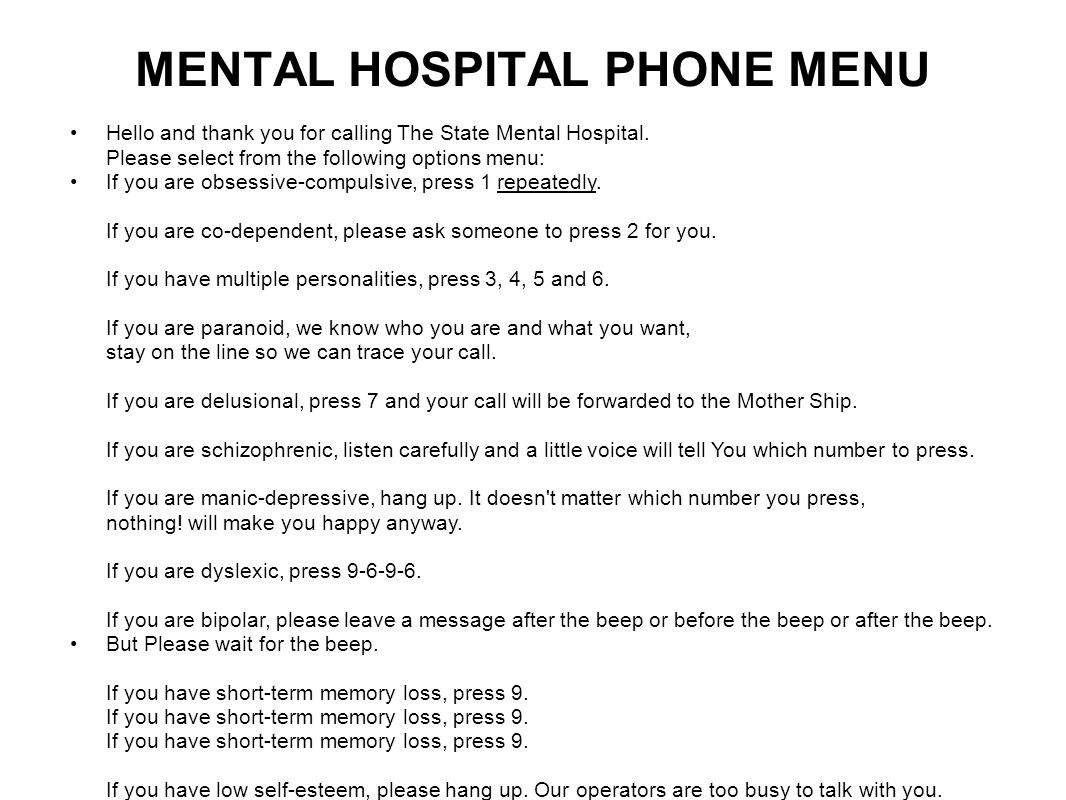 Can you have your phone in a mental hospital