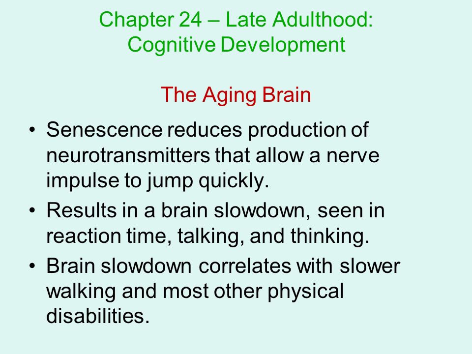 physical and cognitive development in late adulthood