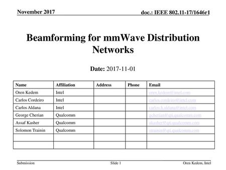 Beamforming for mmWave Distribution Networks