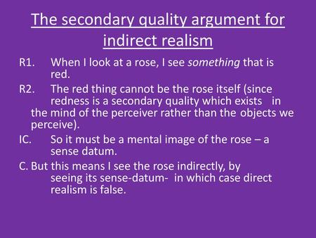 The secondary quality argument for indirect realism