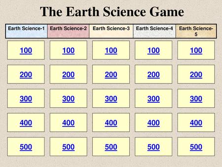 The Earth Science Game Earth Science-1 Earth Science-2 Earth Science-3