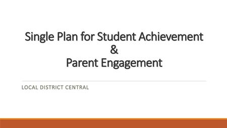 Single Plan for Student Achievement & Parent Engagement