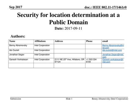 Security for location determination at a Public Domain