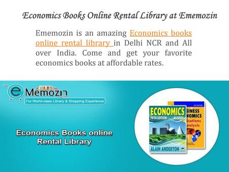 Economics Books Online Rental Library at Ememozin