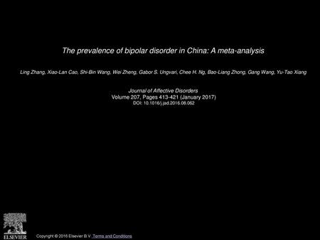 The prevalence of bipolar disorder in China: A meta-analysis