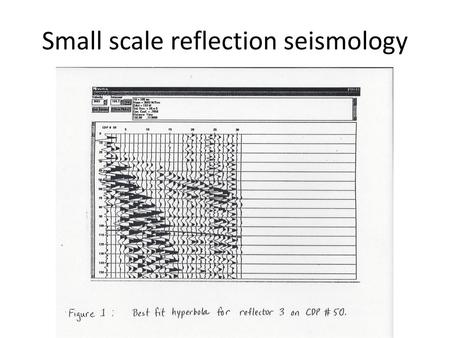 Small scale reflection seismology