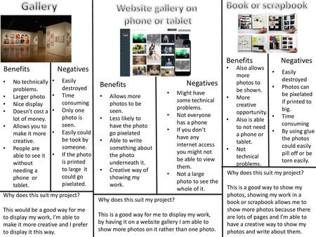 Gallery Book or scrapbook Website gallery on phone or tablet Benefits