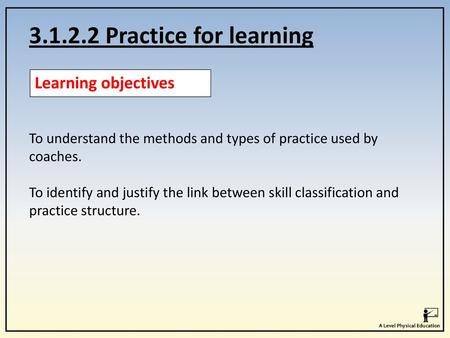 Practice for learning Learning objectives