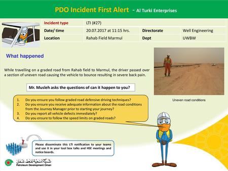 PDO Incident First Alert - Al Turki Enterprises