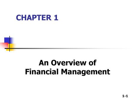 An Overview of Financial Management