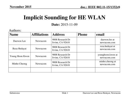 Implicit Sounding for HE WLAN