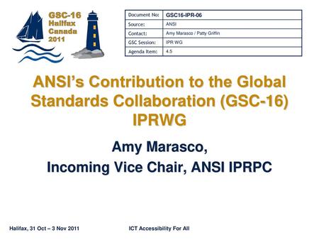 Amy Marasco, Incoming Vice Chair, ANSI IPRPC