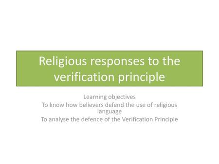 Religious responses to the verification principle