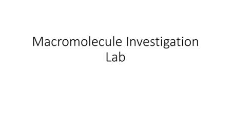 Macromolecule Investigation Lab