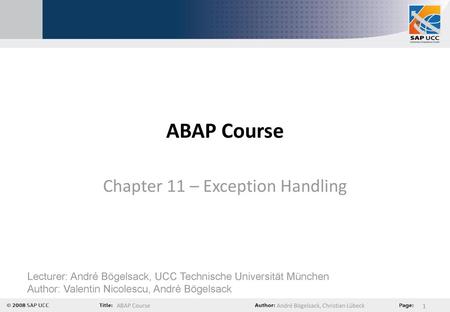 Chapter 11 – Exception Handling