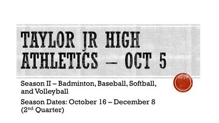 Taylor Jr High Athletics – Oct 5