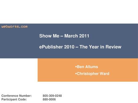 Show Me – March 2011 ePublisher 2010 – The Year in Review