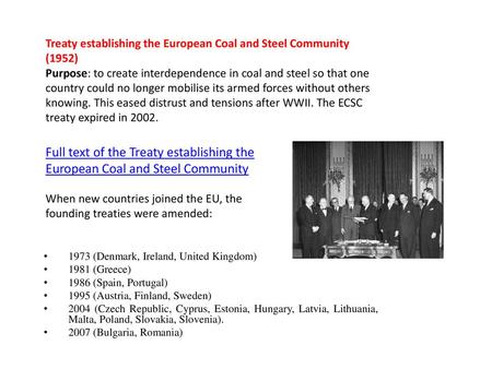 Treaty establishing the European Coal and Steel Community (1952)