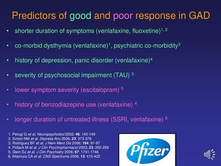 Predictors of good and poor response in GAD