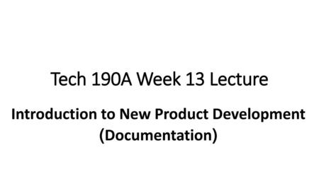 Introduction to New Product Development (Documentation)