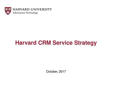 Harvard CRM Service Strategy