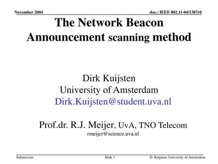 The Network Beacon Announcement scanning method