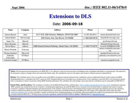 Extensions to DLS Date: Suman et al.