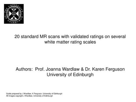Authors: Prof. Joanna Wardlaw & Dr. Karen Ferguson