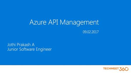 Azure API Management Jothi Prakash A
