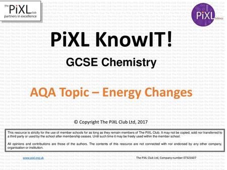 AQA Topic – Energy Changes