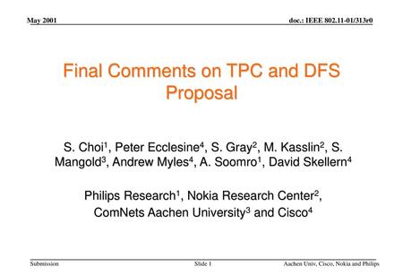 Final Comments on TPC and DFS Proposal