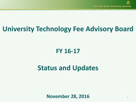 University Technology Fee Advisory Board Status and Updates