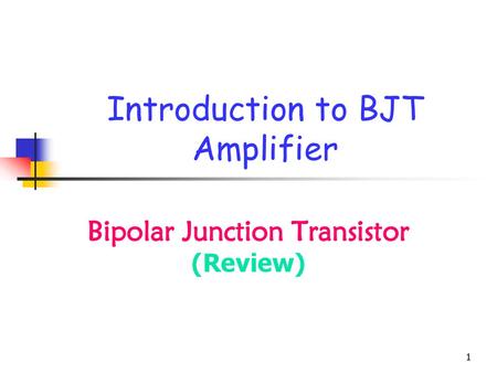 Introduction to BJT Amplifier