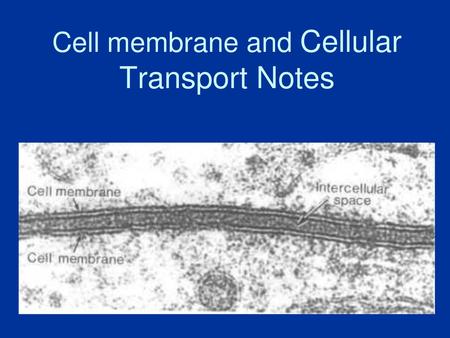 Cell membrane and Cellular Transport Notes