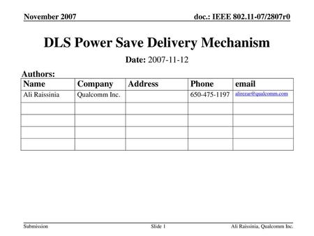 DLS Power Save Delivery Mechanism