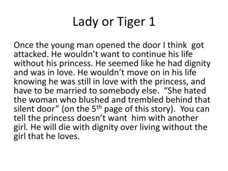 the lady or the tiger ending essay