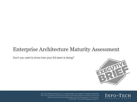 Enterprise Architecture Maturity Assessment