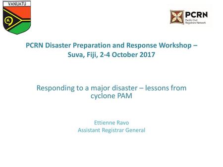 Responding to a major disaster – lessons from cyclone PAM