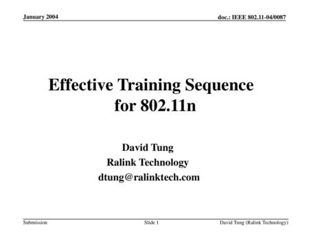 Effective Training Sequence for n