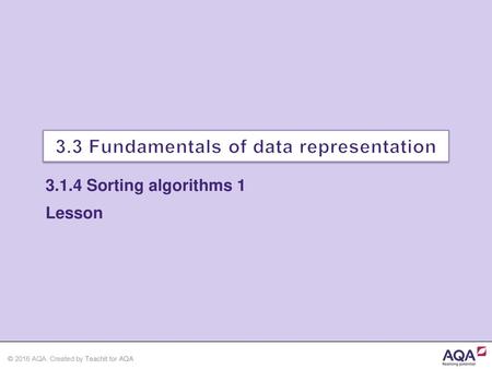 3.1.4 Sorting Algorithms