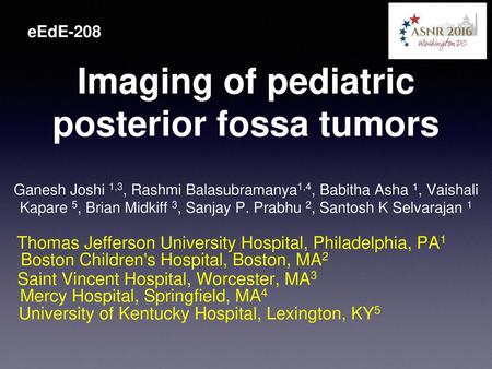 Imaging of pediatric posterior fossa tumors