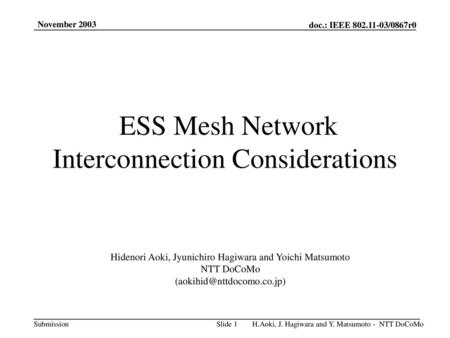 ESS Mesh Network Interconnection Considerations